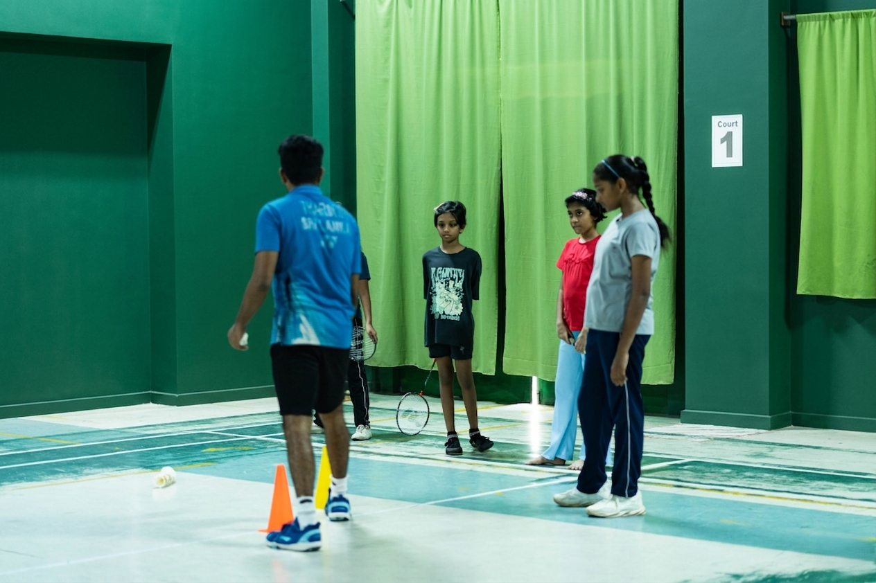 Badminton action shot